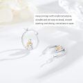 wholesale 925 Sterling Silver Girl Hugging Cat Two Tone Gold Plated Hoop Earrings-0-4