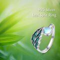 wholesale 925 Sterling Silver Moonstone Adjustable Open Ring Faith Chakra Cross Leaf Jewelry Gift-0-5