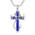 wholesale 925 Sterling Silver Black Enamel Deer Antlers Cross Pendant Necklaces Wholesale with Stainless steel chain for Men -0-21