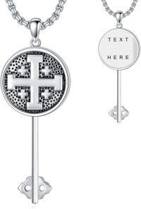 wholesale Sterling Silver Jerusalem Cross Photo Locket Key Jewelry Gift-Customized Photo + Engraving-Customized Photos-Locket Only-Customized Engraving