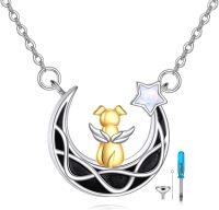 wholesale 925 Sterling Silver Moon Cat Star Cremation Jewelry Keepsake Urn Necklace for Ashes Memory Gift-Moon Dog