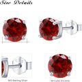 wholesale 925 Sterling Silver Red Garnet Stud Earrings 6mm Gemstone  for Women-0-1