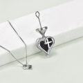 wholesale 925 Sterling Silver Black Drusy Cross Heart Tear Drop Pendant with Funnel and Chain - Memorial Keepsake Jewelry for Ashes-0-1