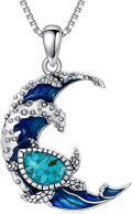 wholesale 925 Sterling Silver Turquoise Wave Moon Tree of Life Compass Pendant Necklace for Women Mom Ocean Lover -0-0