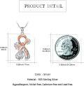 wholesale 925 Sterling Silver Pink Ribbon Pendant Necklace - Never Give Up Breast Cancer Awareness Jewelry for Women Gifts-0-3