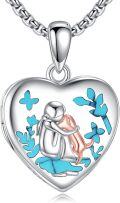 wholesale 925 Sterling Silver Heart Locket Necklace with Angel and Dog Photo  for Women-0-0