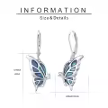 wholesale 925 Sterling Silver Blue & Purple Abalone Shell Butterfly Drop Earrings for Women-0-5
