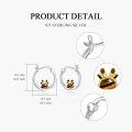 wholesale 925 Sterling Silver Tiger Eye Stone Crown Design Hoop Earrings for Women's Fashion-0-2