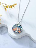 wholesale 925 Sterling Silver Blue Swarovski Crystal Rose Flower Sister's Circle Pendant Necklace-0-4
