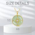 wholesale 14K Gold Plated 925 Sterling Silver Jade Compass Necklace for Women, 1.05 Pendant with 18+2 Chain, Hypoallergenic Gift for Mom Wife Sister-0-5