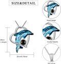 wholesale 925 Sterling Silver Blue Crystal Dolphin Pendant Necklace Gift for Women Girls Mom Girlfriend-0-2