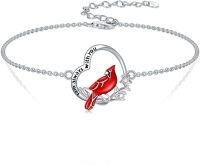 wholesale TOUPOP Cardinal Bracelet For Women Sterling Silver Heart Cardinal Gifts Red Bird Memorial Jewelry Gifts, Medium -undefined
