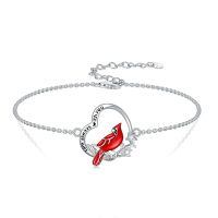 TOUPOP Sterling Silver Heart Red Bird Memorial Jewelry Gifts-undefined
