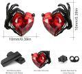 wholesale  925 Sterling Silver Heart Stud Earrings w/Red Crystal & Black Claw Design - Gothic Jewelry for Women & Men-0-4