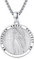 wholesale 925 Sterling Silver Guardian Angel Protection Pendant Necklace-0-0