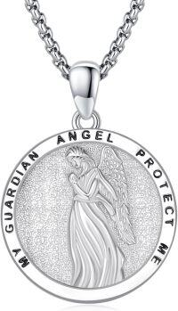 wholesale 925 Sterling Silver Guardian Angel Protection Pendant Necklace-B-Angel