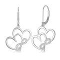 wholesale 925 Sterling Silver Infinity Heart & Cross Dangle Drop Leverback Earrings for Women-0-0
