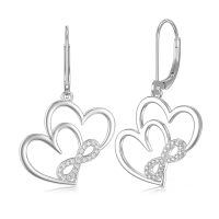 wholesale 925 Sterling Silver Infinity Heart & Cross Dangle Drop Leverback Earrings for Women-Style-3