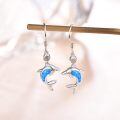 wholesale 925 Sterling Silver Blue Dolphin Earrings With Clear Crystals And Enamel Detailing For Women And Girls-0-1