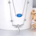 wholesale 925 Sterling Silver Blue Opal & Dragonfly Pendant Necklace for Women Gifts-0-1