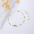 wholesale 14K Gold Evil Eye Bracelet with Cubic Zirconia and Beads - Adjustable Size (6-9)-0-2