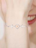 wholesale 925 Sterling Silver Yellow Stone Heart & Cross Charm Bracelet for Women-0-3