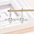 wholesale 925 Sterling Silver Bat Shape Cubic Zirconia Huggie Hoop Earrings for Women Girls -0-1