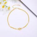 wholesale 18K Gold Solid Italian Chain Ankle Anklet with Beads and Twisted Links - Adjustable Size for Women's Footwear Accessories-0-3