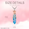 TOUPOP Sterling Silver Turquoise Rose Flower Pendant Necklace-0-4