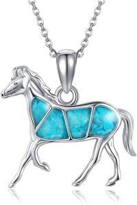 wholesale 925 Sterling Silver Turquoise Horse Pendant Necklace - Gifts for Women/Mom/Sister-horse