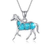 wholesale 925 Sterling Silver Turquoise Horse Pendant Necklace - Gifts for Women/Mom/Sister-horse
