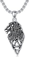 wholesale 925 Sterling Silver Lion Head Celtic Knot Pendant Necklace for Men-0-0
