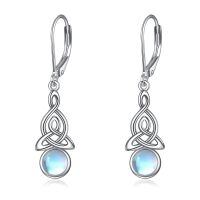 wholesale 925 Sterling Silver Celtic Knot Earrings With Moonstone Charm-F-Celtic Knot Moonstone