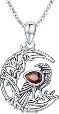 wholesale 925 Sterling Silver Tree of Life Bird Garnet Necklace for Women-0-0