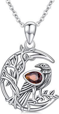 wholesale 925 Sterling Silver Tree of Life Bird Garnet Necklace for Women-Raven Tree of Life