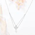 wholesale 925 Sterling Silver Honeycomb Design Freshwater Pearl Double-Layered Necklace for Women-0-1
