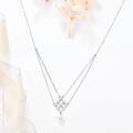 wholesale 925 Sterling Silver Honeycomb Design Freshwater Pearl Double-Layered Necklace for Women-0-1