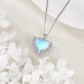 wholesale 925 Sterling Silver Angel Wings Heart Moonstone Pendant Necklace s for Women-0-2