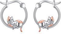 wholesale 925 Sterling Silver Cat Huggie Hoop Earrings with Rose Gold Accents for Sensitive Ears-Cat