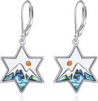 wholesale 925 Sterling Silver Mustard Seed & Star of David Mountain Hook Earrings, Dainty Christian Gift for Women-Mountain