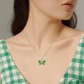wholesale 925 Sterling Silver Green Jade Butterfly Pendant Necklace for Women-0-1