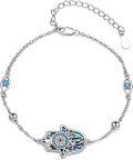 wholesale 925 Sterling Silver Evil Eye Hamsa Bracelet Jewelry for Women Gifts-0-0