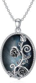 wholesale 925 Sterling Silver Labradorite Stone Floral Pendant Necklace for Women - Rose & Lily Design-0-0