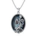 wholesale 925 Sterling Silver Labradorite Stone Floral Pendant Necklace for Women - Rose & Lily Design-0-0