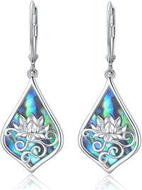 wholesale 925 Sterling Silver Abalone Shell Lotus Flower Drop Earrings  for Women Girls-Lotus B