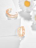 wholesale Rose Gold 925 Sterling Silver Daisy Huggie Hoop Earrings - Floral Jewelry for Women-0-1