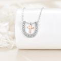 wholesale 925 Sterling Silver Cross Horseshoe Pendant Necklace for Women Girls  45cm Chain Length-0-3