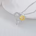 wholesale Gold-Plated 925 Sterling Silver Moissanite Sunflower Heart Pendant Necklace for Women-0-2