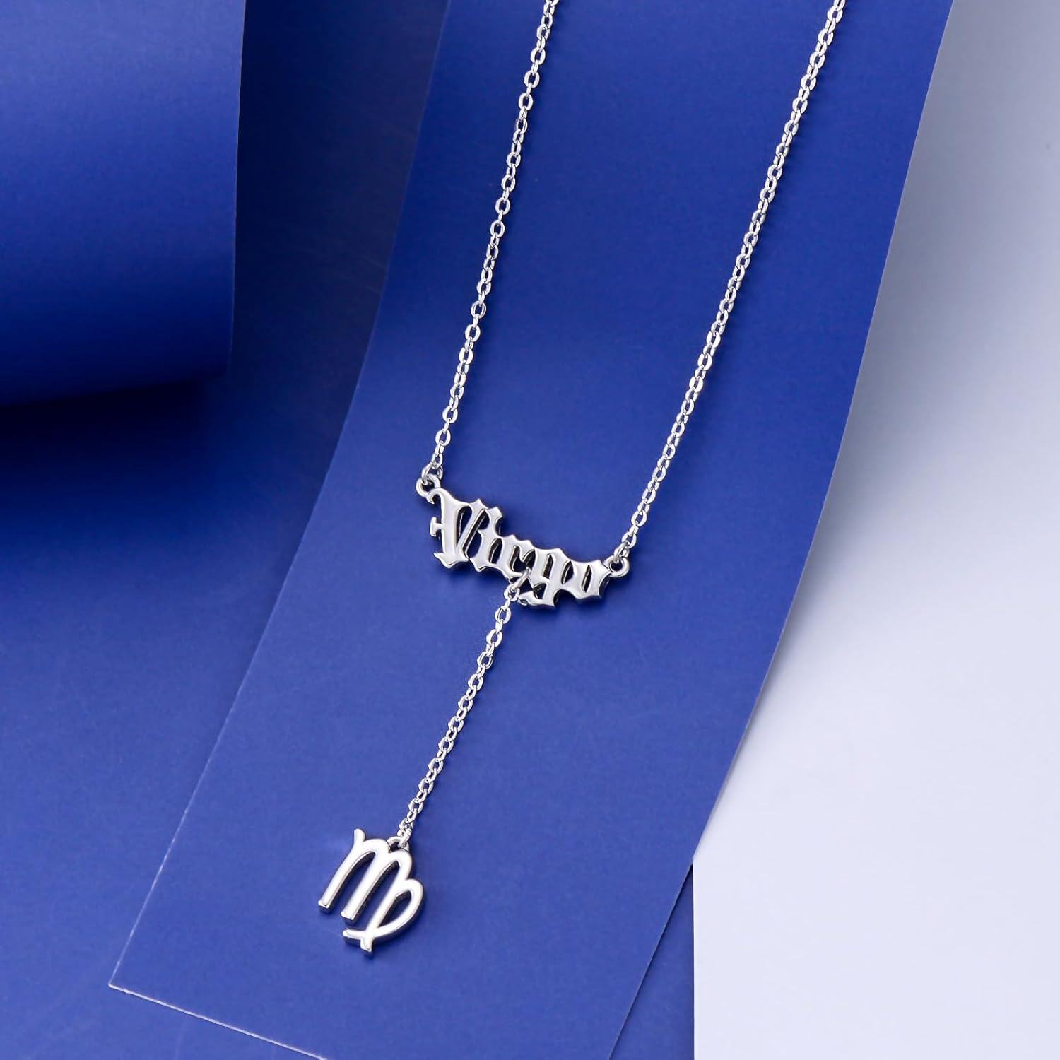 925 Sterling Silver Virgo Zodiac Sign Lariat Necklace with Chain and Charm for Women Astrology -0-3