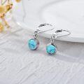 wholesale 925 Sterling Silver Turquoise Round Drop Dangle Leverback Earrings-0-4